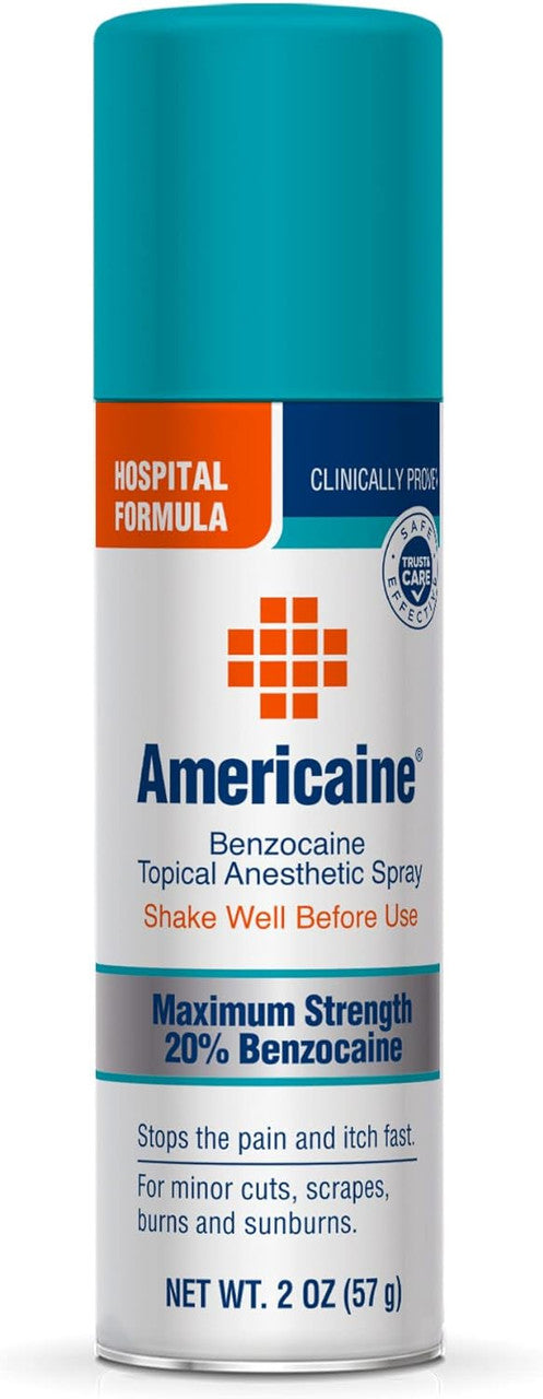 Americaine Benzocaine Topical Anesthetic First Aid Spray, Hospital Formula, 2 Oz